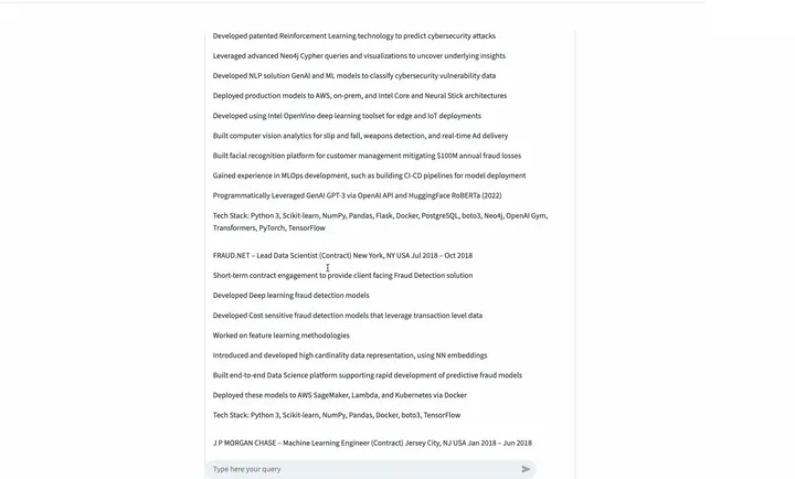TalentScout displaying parsed candidate resume information