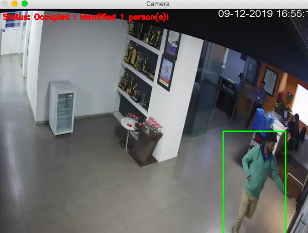 VigilEye live video monitoring view with detected activity